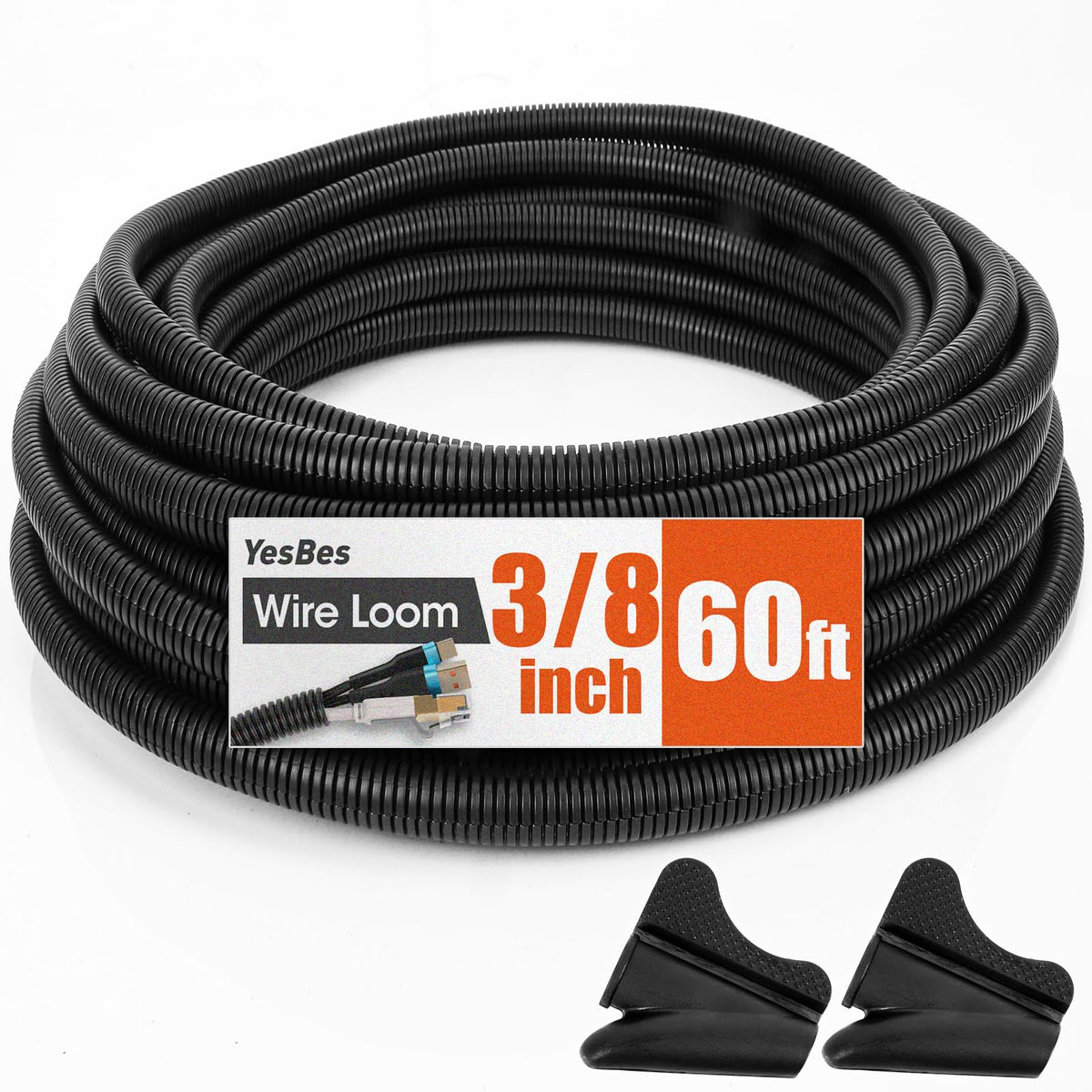 YesBes 60ft split loom enables easy wire insertion for clean under hood cabling.