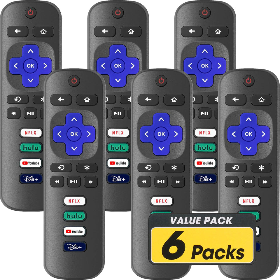 YesBes 6-pack Roku TV remotes ready to replace your original