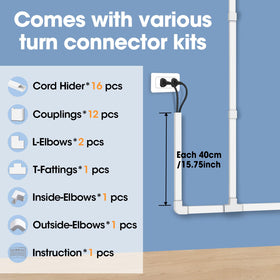 YesBes cord hider kit elbows and couplings enable flexible routing