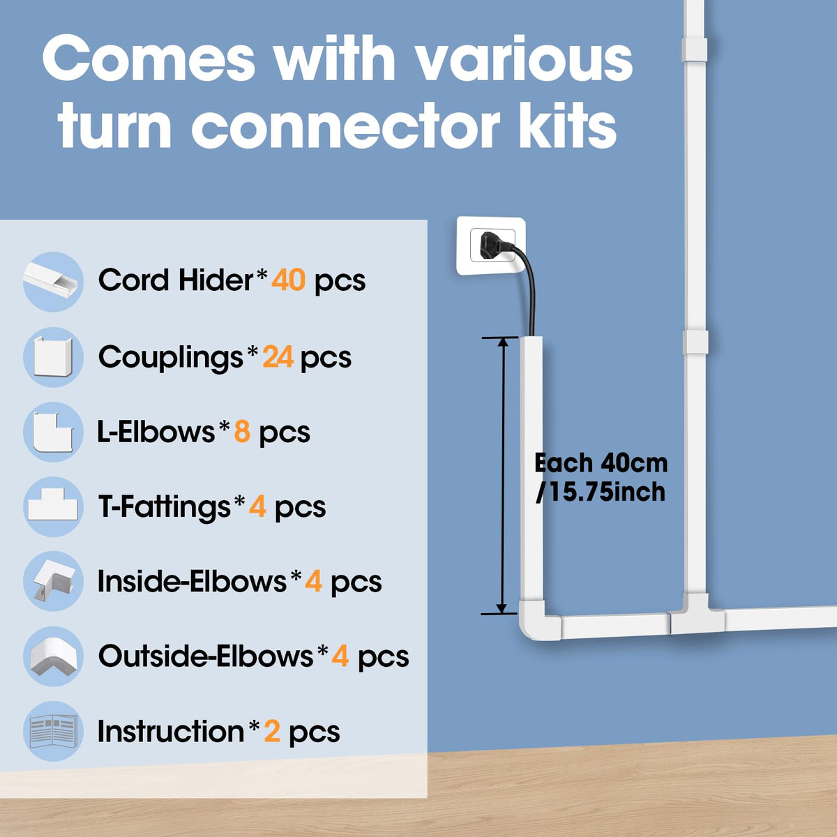 YesBes elbows and T-fittings displayed to show routing flexibility and neat joins