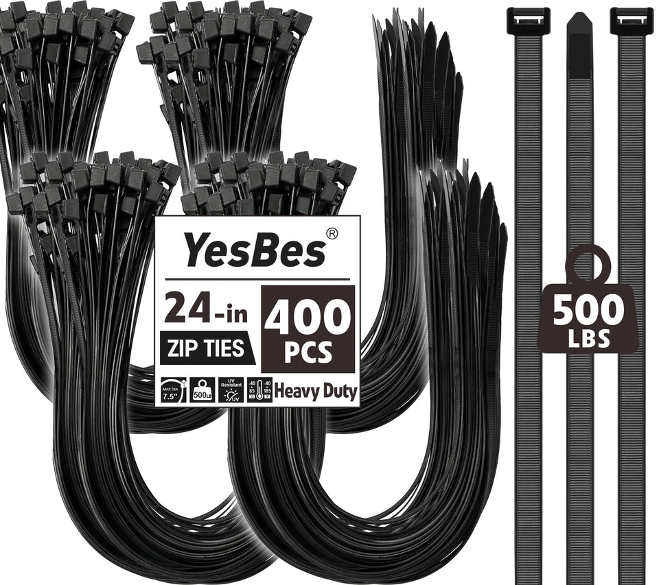 YesBes front packaging showing 400 pack and 24-inch ties for bulk value