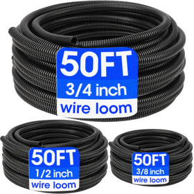 YesBes front packaging showing 50ft black split wire loom for durable protection