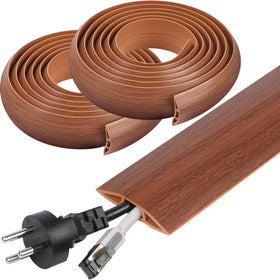 YesBes front view of 20ft floor cord cover showing clean brown finish and safety benefit