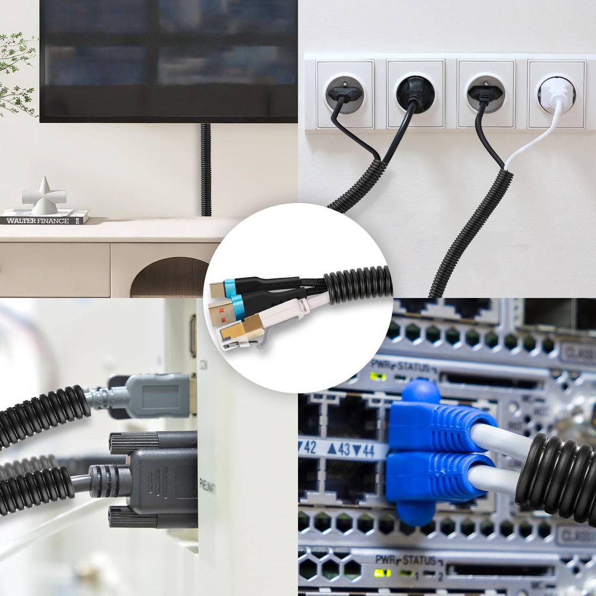 YesBes applied to home entertainment cables for neat, safe cable management