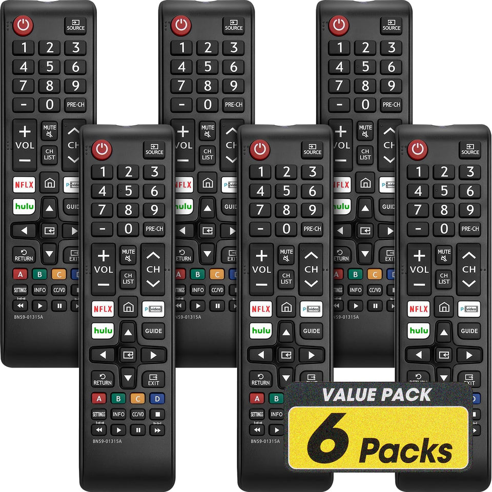 YesBes six-pack Samsung remote, front view, reliable backup control for Samsung TVs.