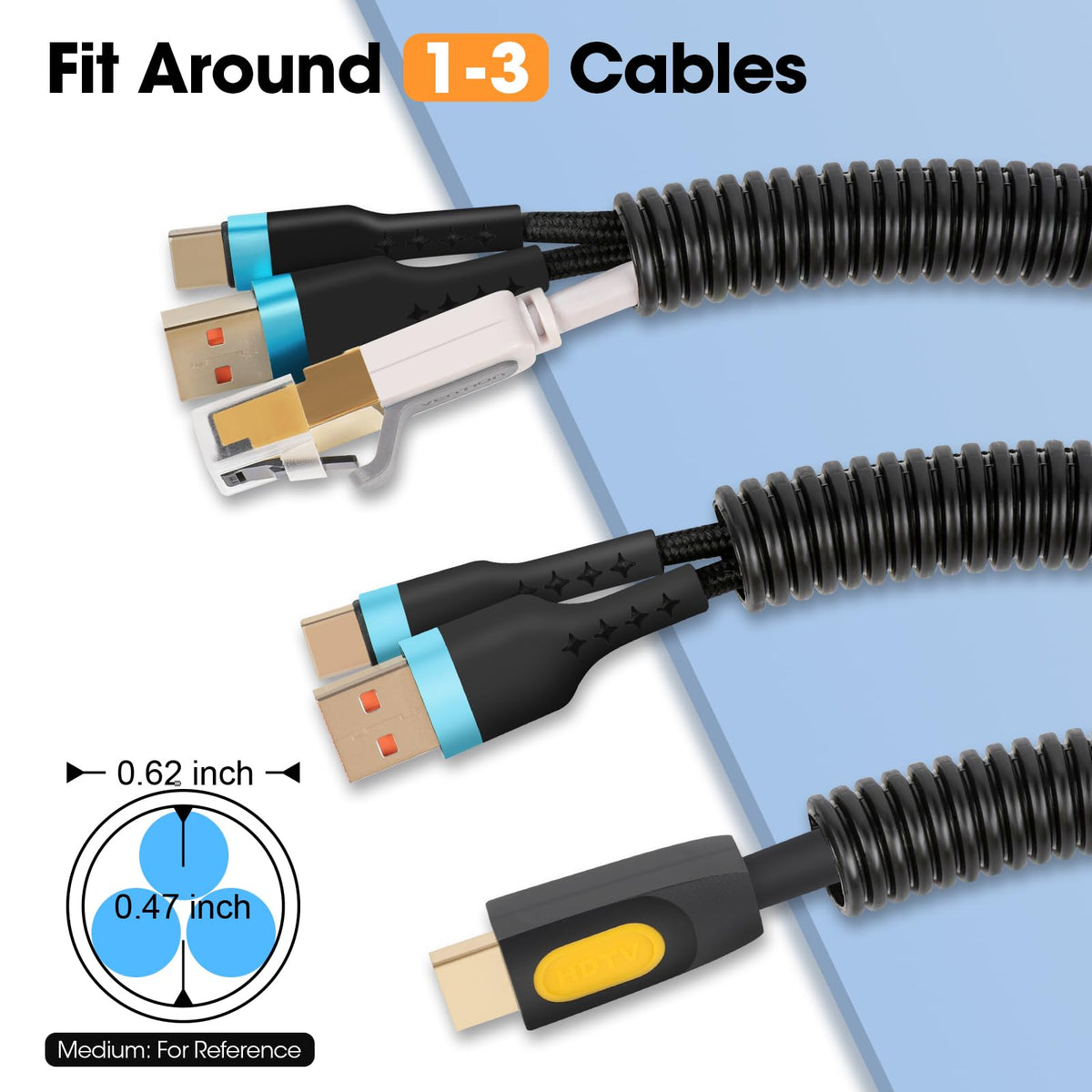 YesBes split loom 1/2 inch, 120 ft, black, protects automotive wiring and indoor cables.