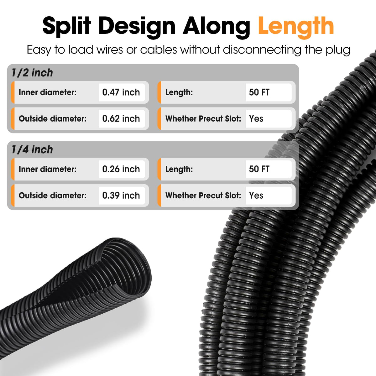 YesBes Wire Loom 50 feet roll black offers long, flexible protection for DIY wiring.