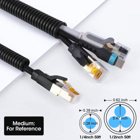 YesBes Wire Loom split loom 1/2 inch black ideal for thicker cable runs.
