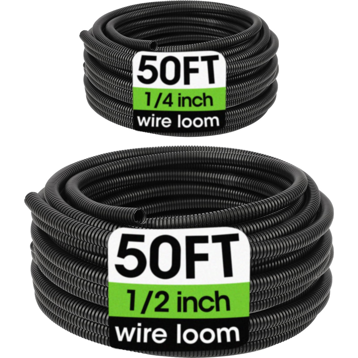 YesBes Wire Loom split loom 1/4 inch black neatly bundles and protects cables.