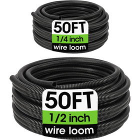 YesBes Wire Loom split loom 1/4 inch black neatly bundles and protects cables.