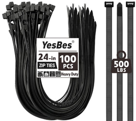 YesBes zip-tie 24in for 100-pack organization indoors and outdoors