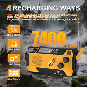yesiwtc hand crank in use generating emergency battery charge