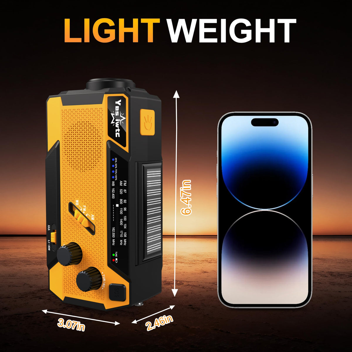 yesiwtc beside smartphone for scale and portable power reference