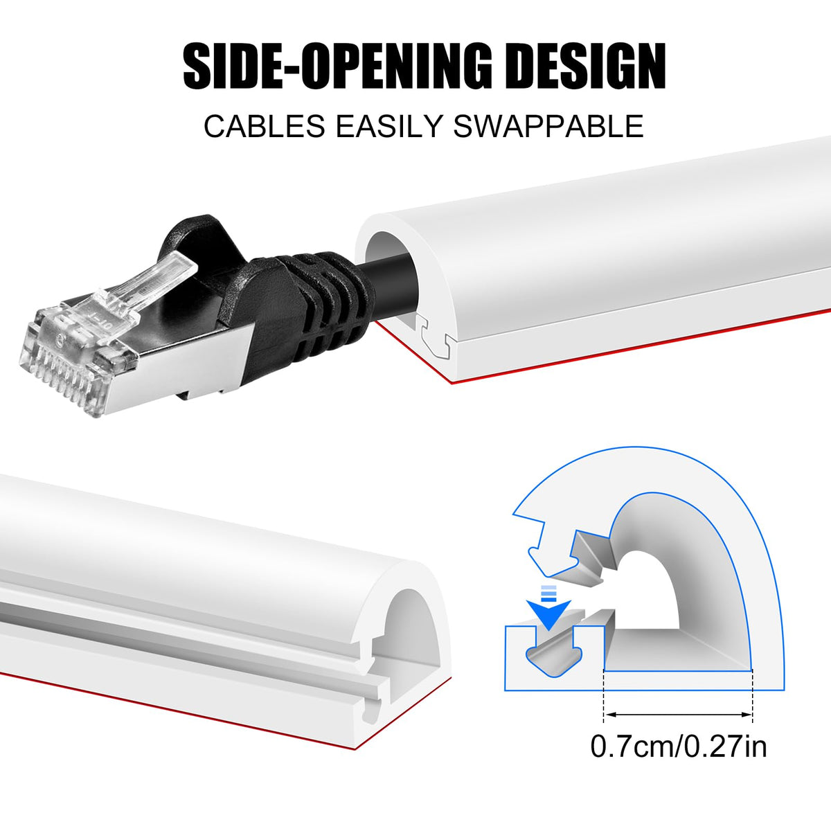 YESSZ cable hider concealing TV power and speaker cables under the TV