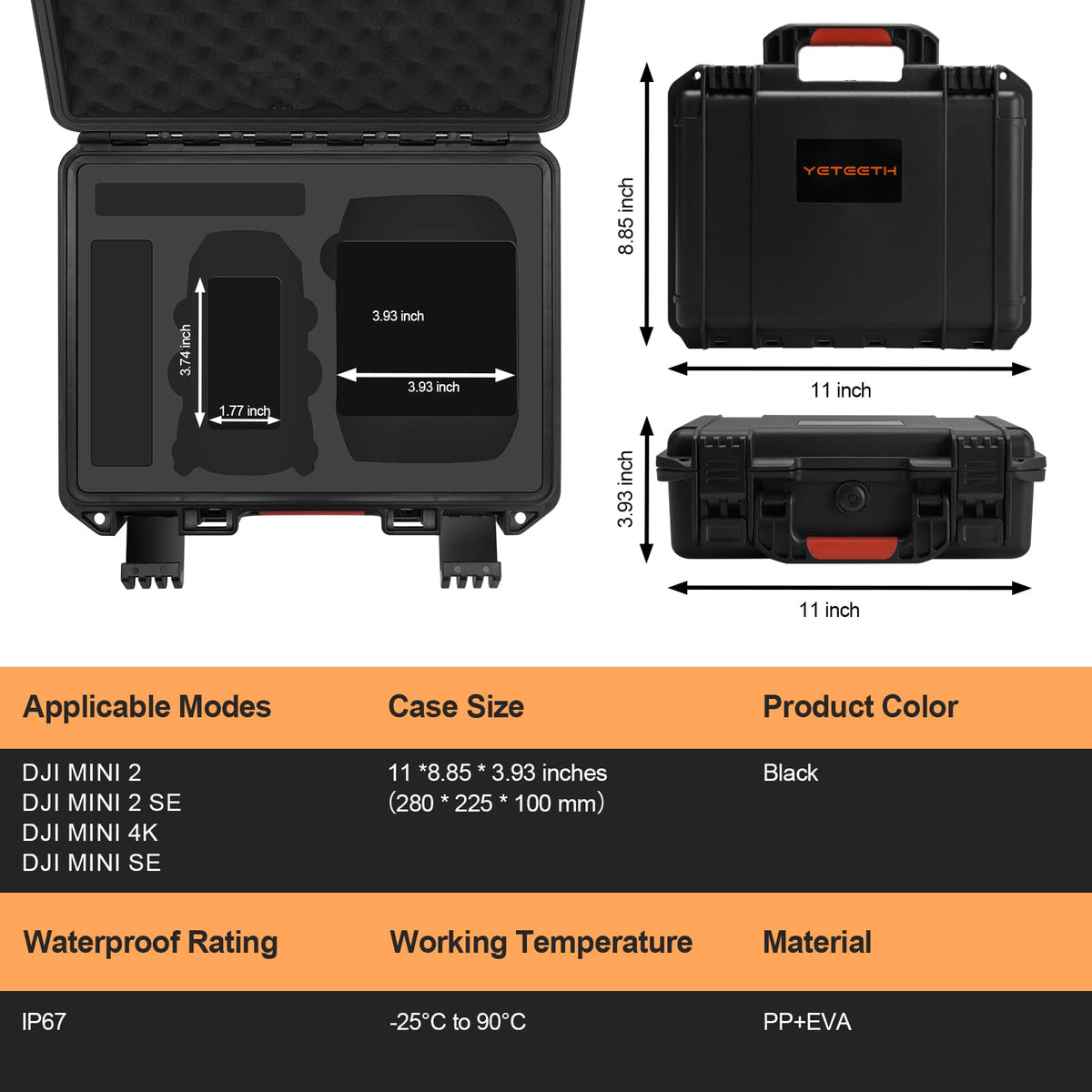 YETEETH case beside a backpack to show scale and portability for travel and easy packing