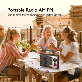 Yewrich AM FM radio compact size fits in a bag for travel or picnics.