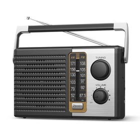 Yewrich AM FM radio front view highlighting portable design for easy home listening.