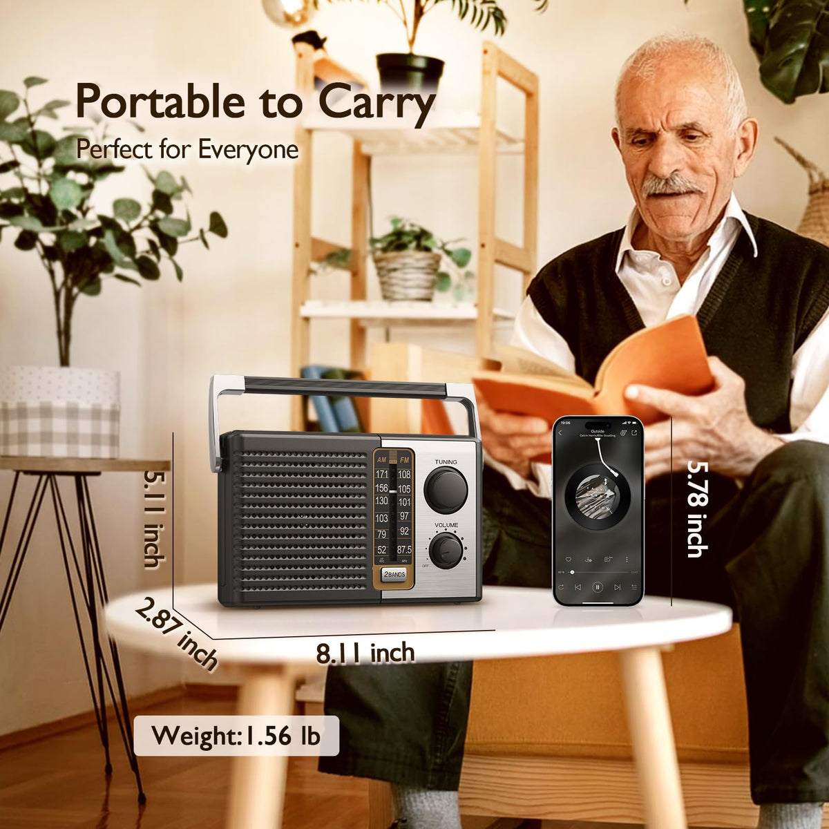 Yewrich AM FM radio outdoor-use ready for yard, porch, or balcony listening.