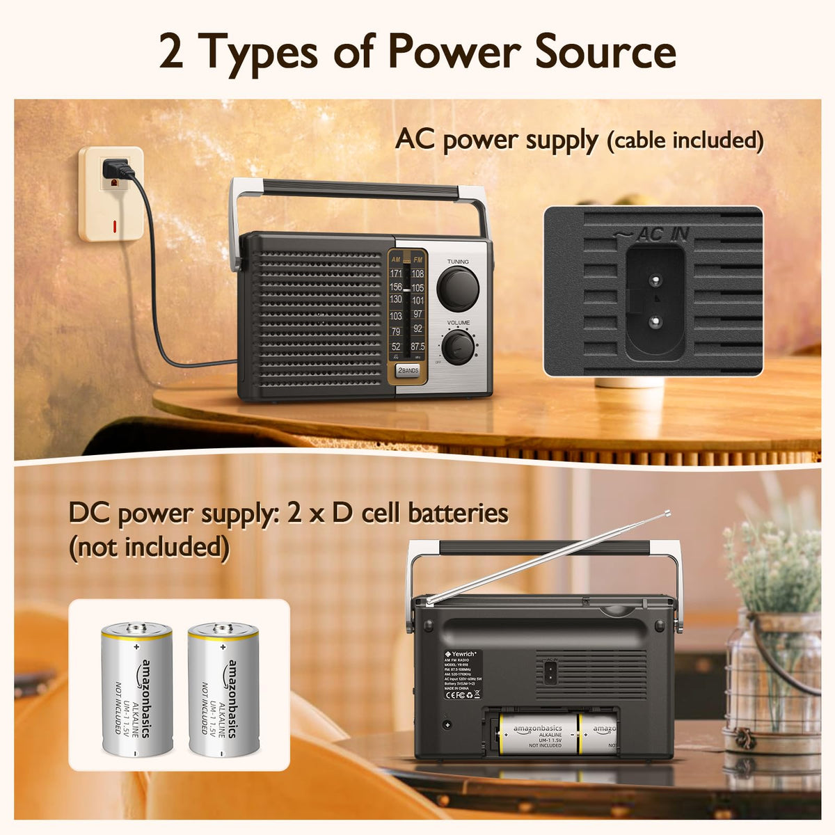 Yewrich AM FM radio speaker delivers clear sound for room-filling audio.