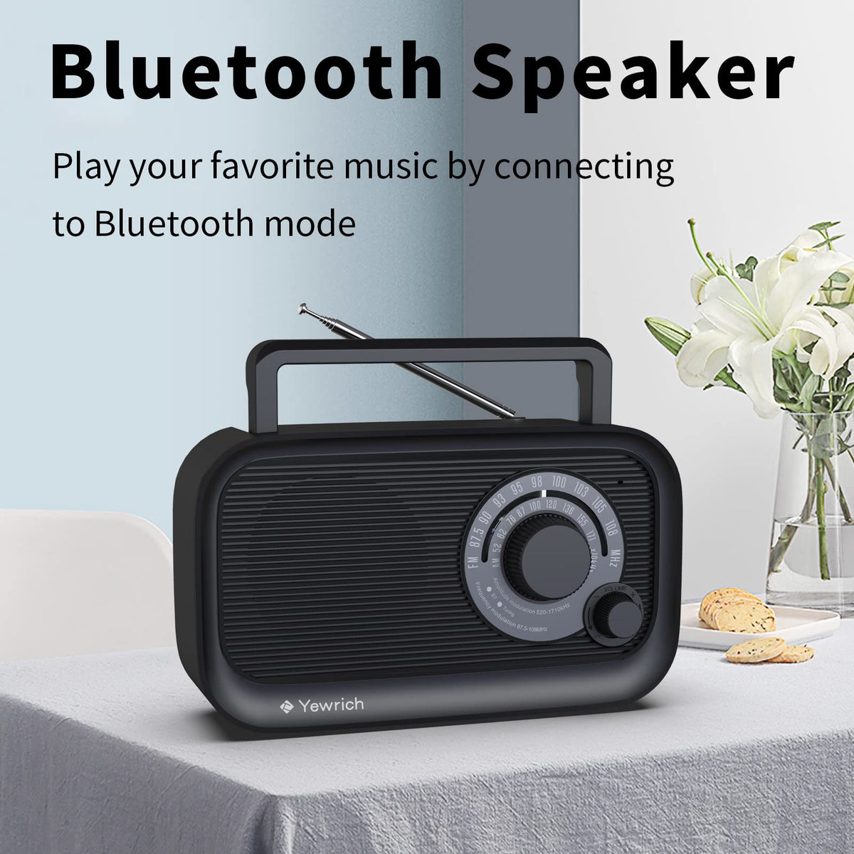 Yewrich paired with phone via Bluetooth for wireless streaming benefit