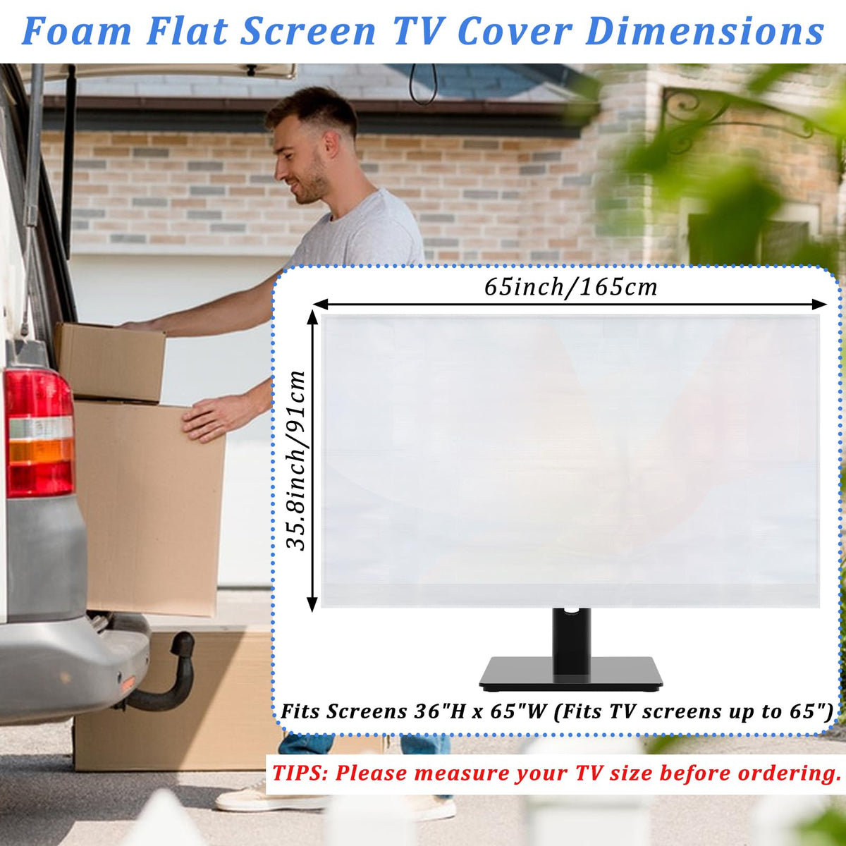 YEXEXINM foam TV protector with double layer shields screens in storage.
