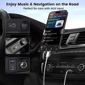 YFMaiQi cable connected to car stereo, providing wired music in vehicle