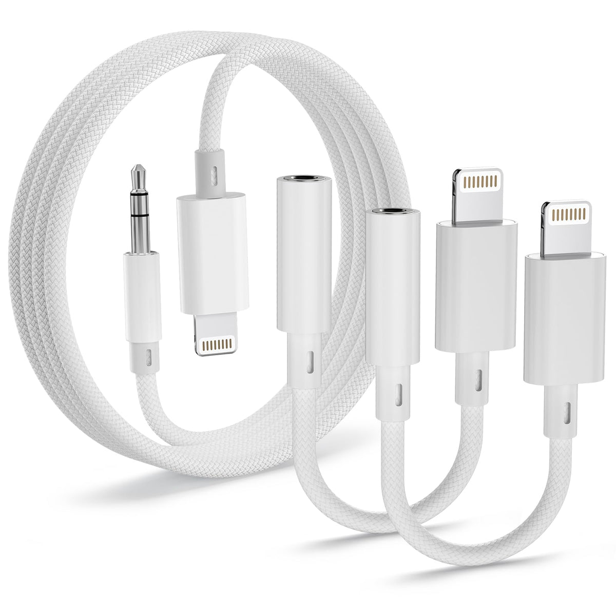 YFMaiQi front packaging showing two adapters and aux cable, conveying complete kit