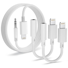 YFMaiQi front packaging showing two adapters and aux cable, conveying complete kit