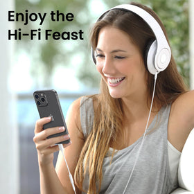 YFMaiQi adapter beside headphones to show scale, improving portability for users