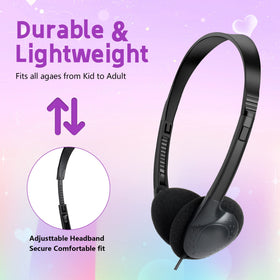 YFSFQS 3.5mm plug and tangle-free cord showing universal compatibility