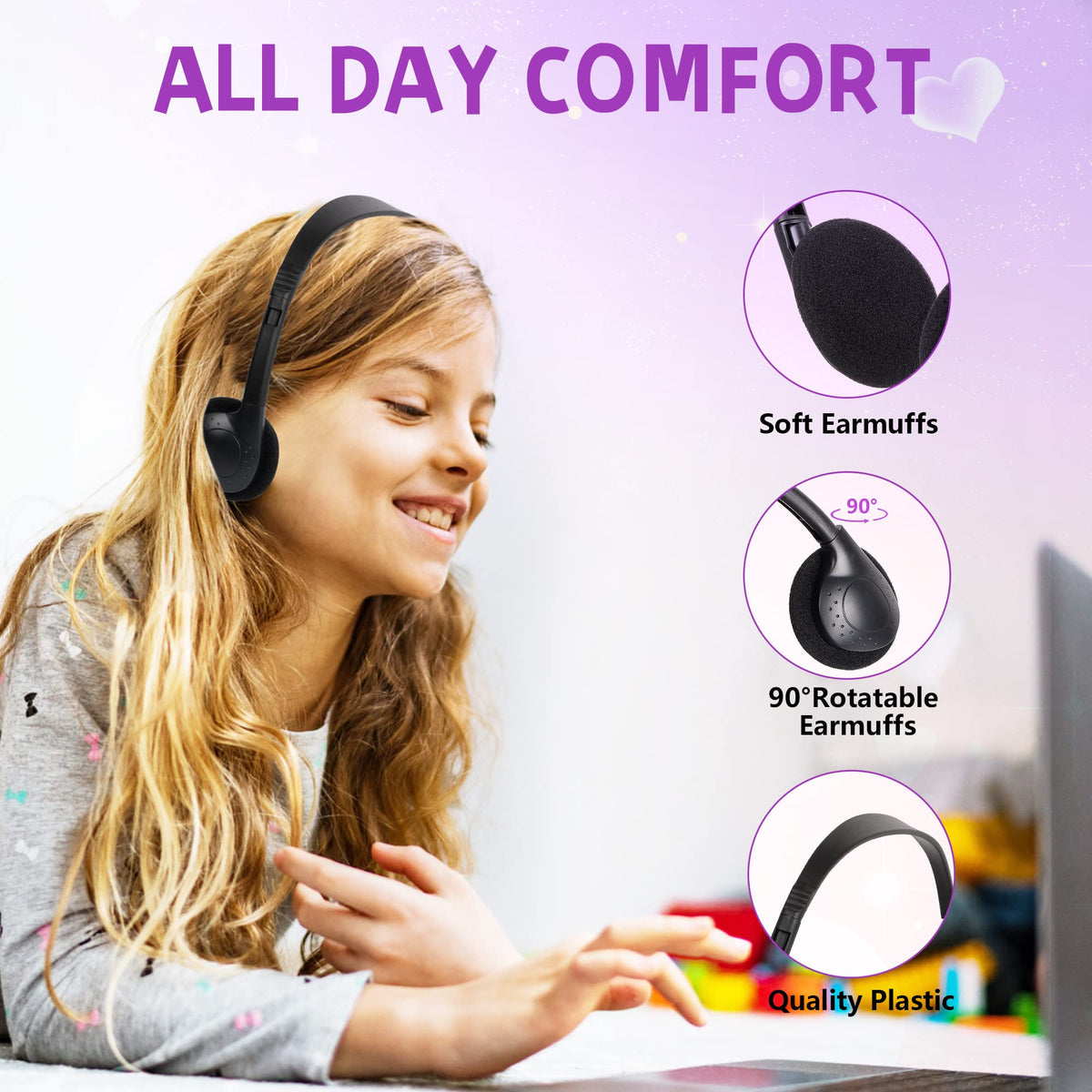 YFSFQS close-up of soft ear cushion highlighting comfort and easy cleaning