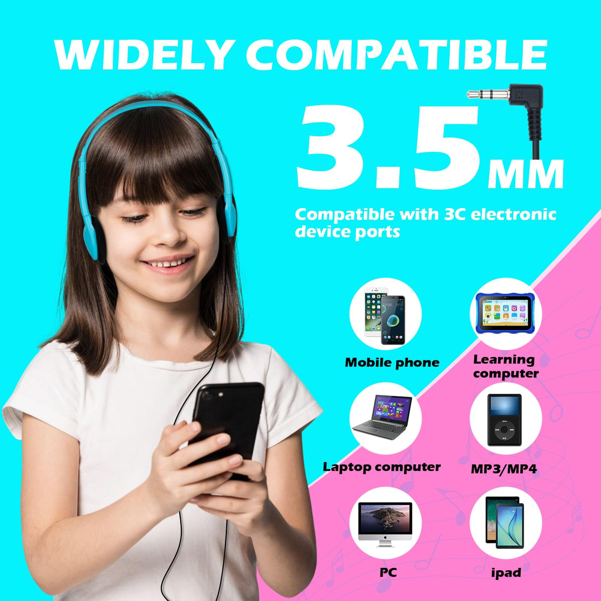 Lightweight design helps kids wear headphones comfortably during lessons.