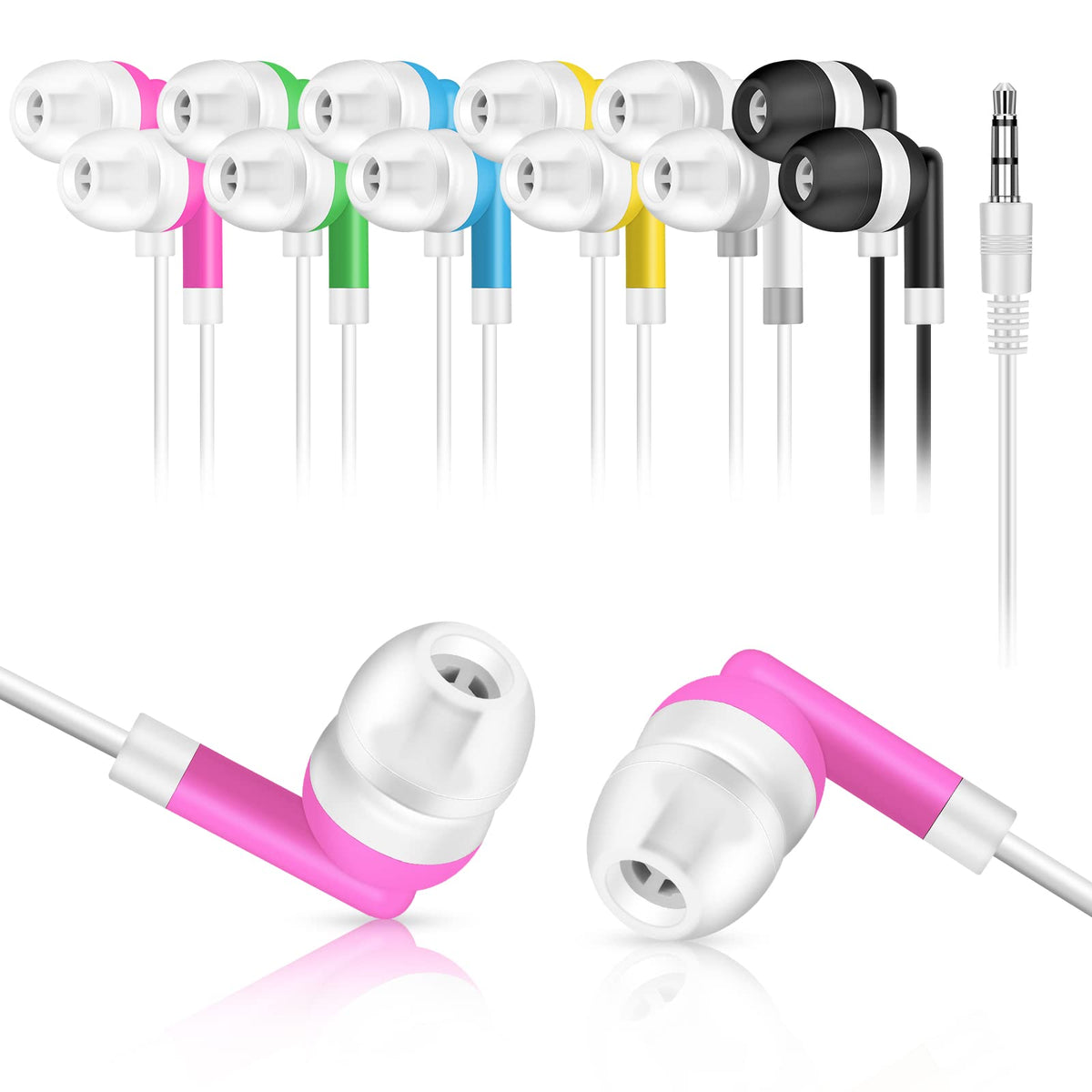YFSFQS kids earbuds 50-pack multicolor packaging for classroom use