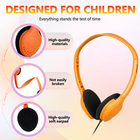 YFSFQS kids headphones 4.5 ft cord for tangle-free classroom listening