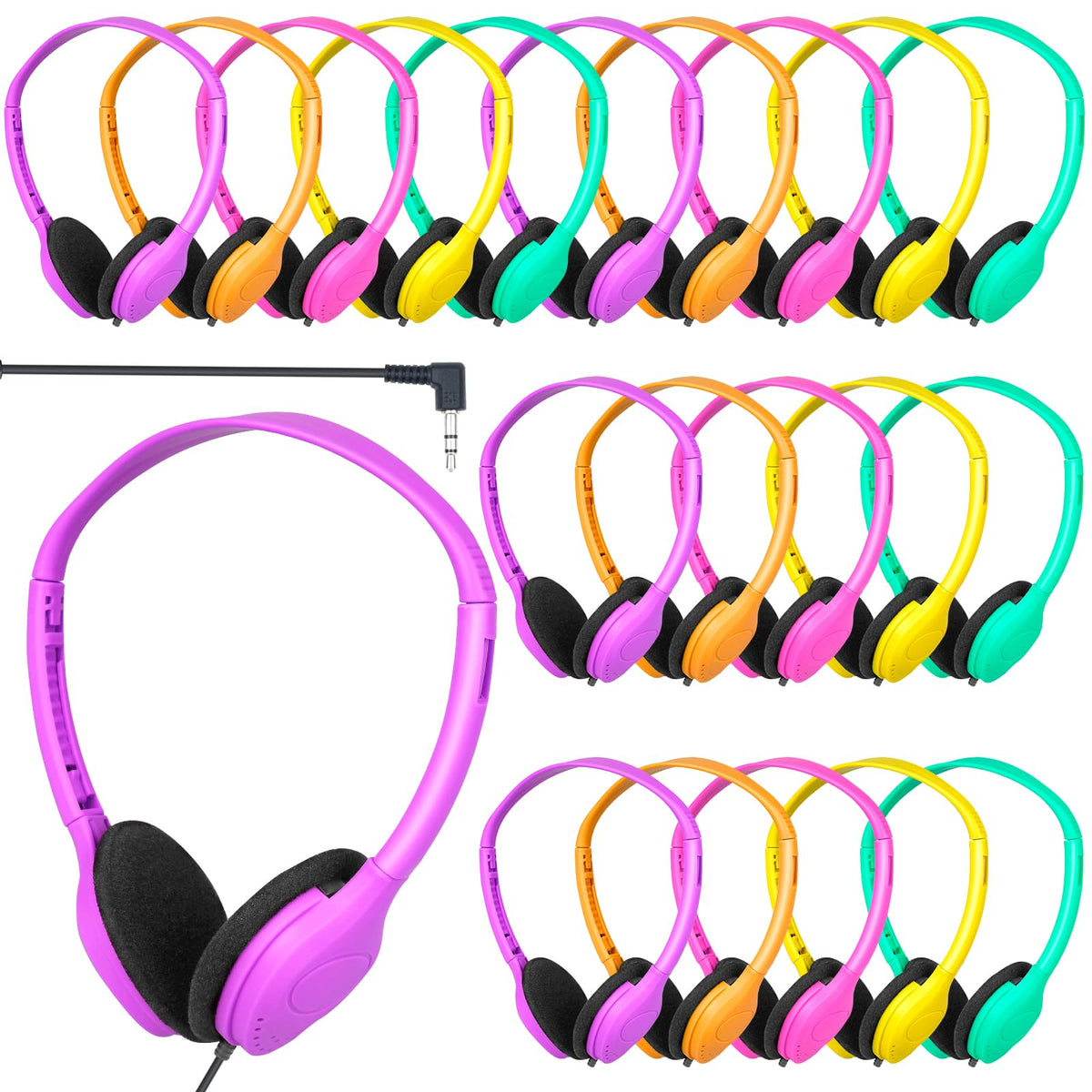 YFSFQS kids headphones bulk pack in multi colors for classroom use