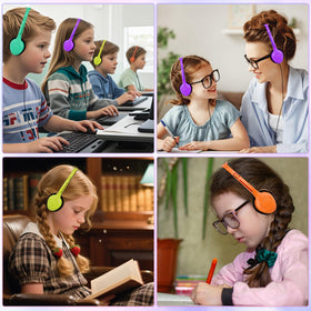 YFSFQS kid-friendly headphones with easy wipe-clean ear cushions
