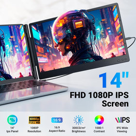 Ygretyrjh 14-inch portable monitor front view for travel productivity