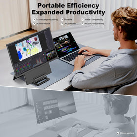 Ygretyrjh 24-inch portable monitor side view shows slim profile for travel-ready setup.