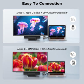 Ygretyrjh USB-C connection image emphasizing plug-and-play single-cable setup.