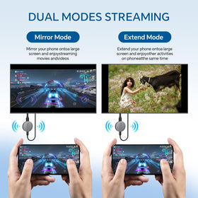 YGXLWF dongle connected to HDTV streaming a movie for simple big-screen viewing