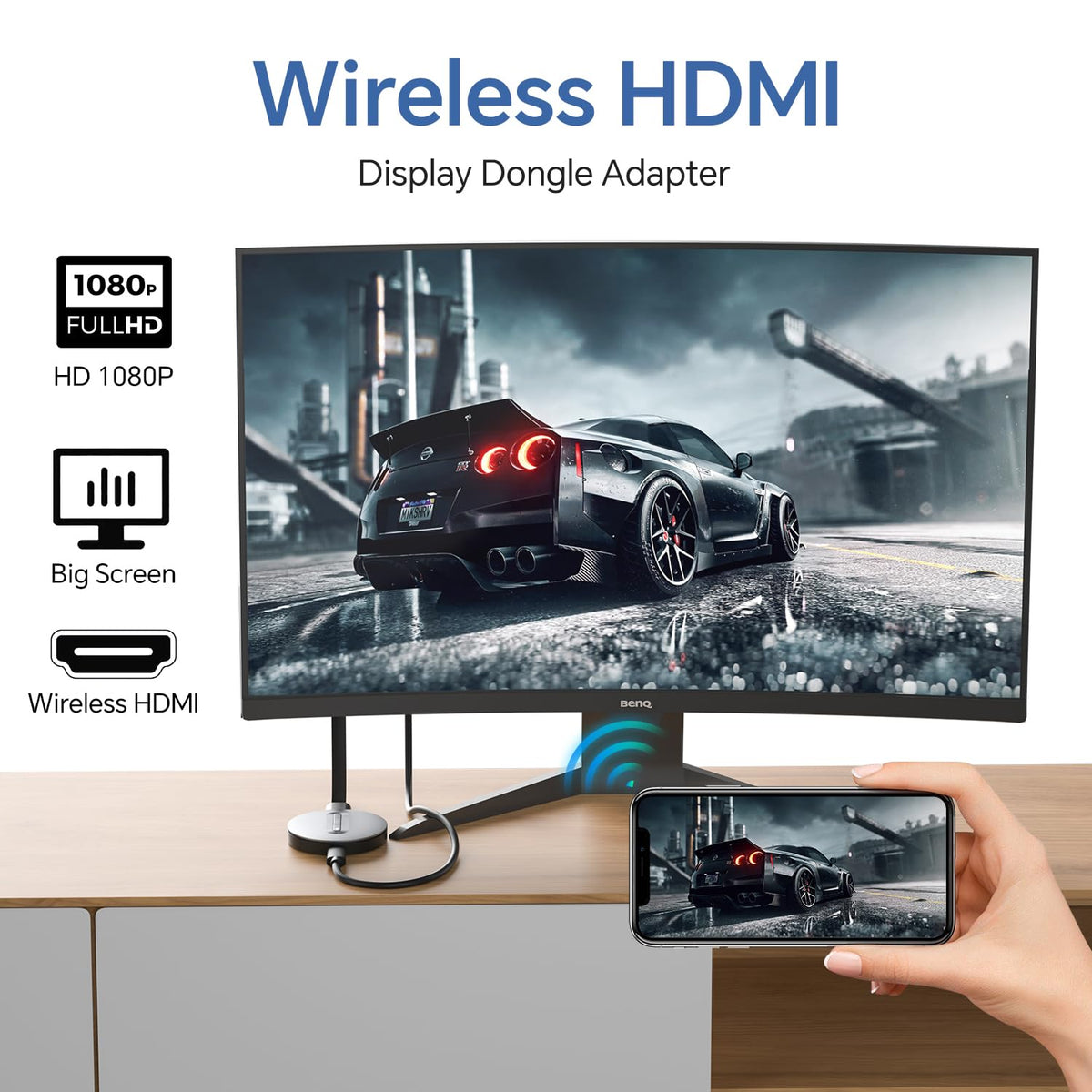 YGXLWF dongle plugged into projector for quick presentations in meeting rooms