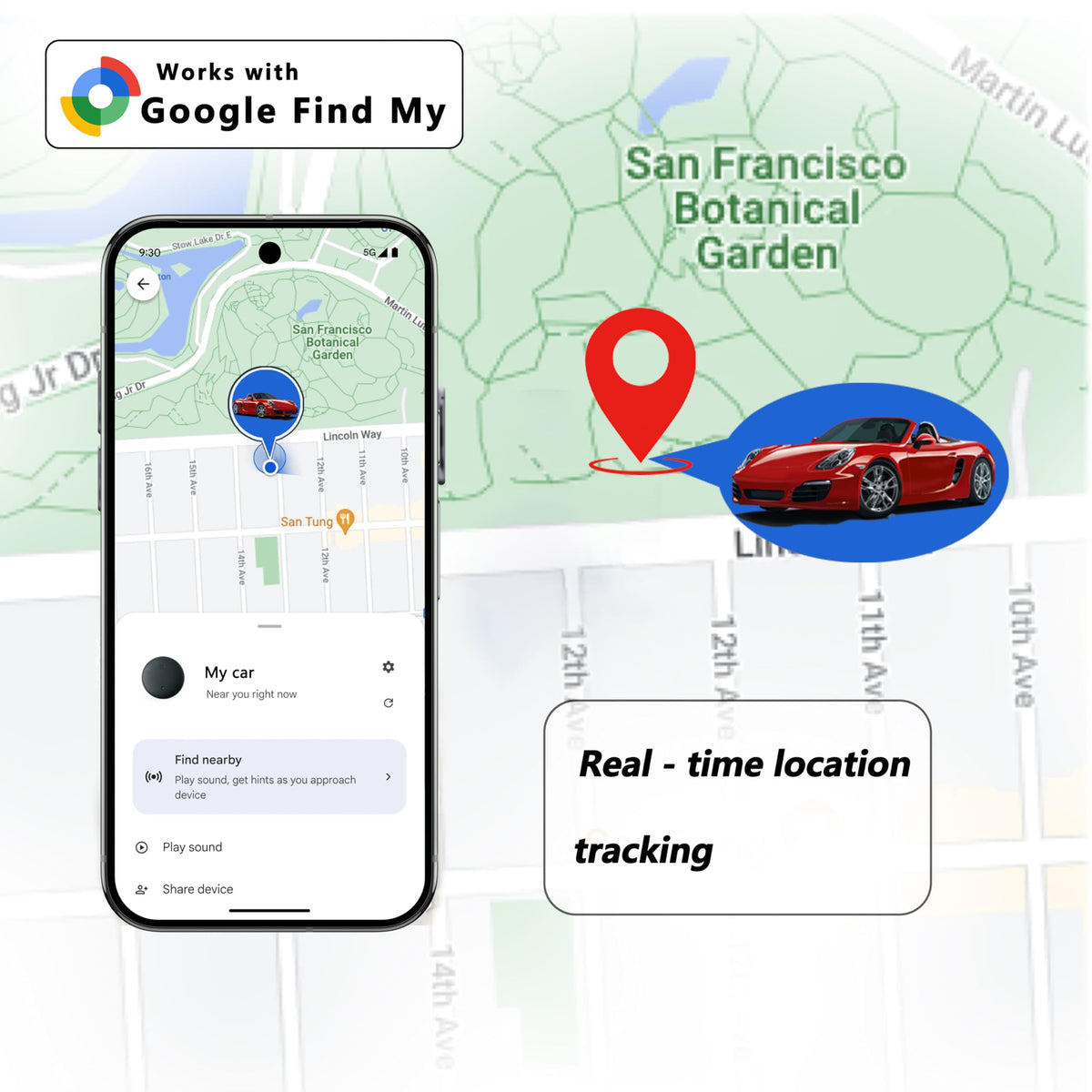 YIALT Android Find My Device GPS car tracker compact size fits in tight spaces.