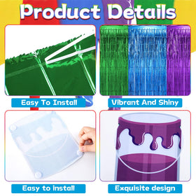 Yiaoyinnz colorful splatter backdrop creates a vivid art-themed stage for photos.