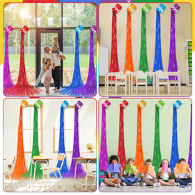 Yiaoyinnz door and window decoration uses rainbow colors for festive spaces.