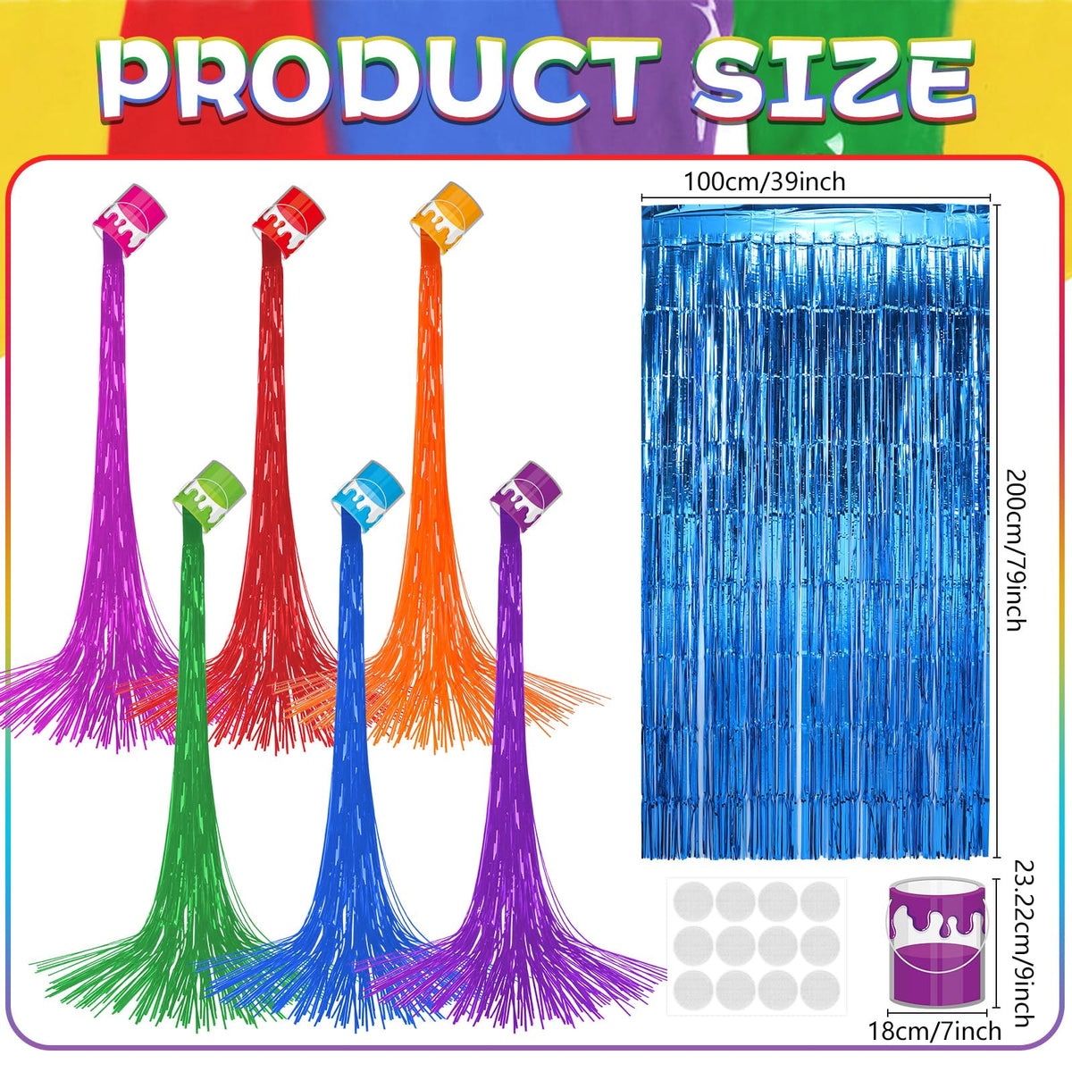 Yiaoyinnz paint bucket warp-knitted display cloth adds colorful accents to displays.