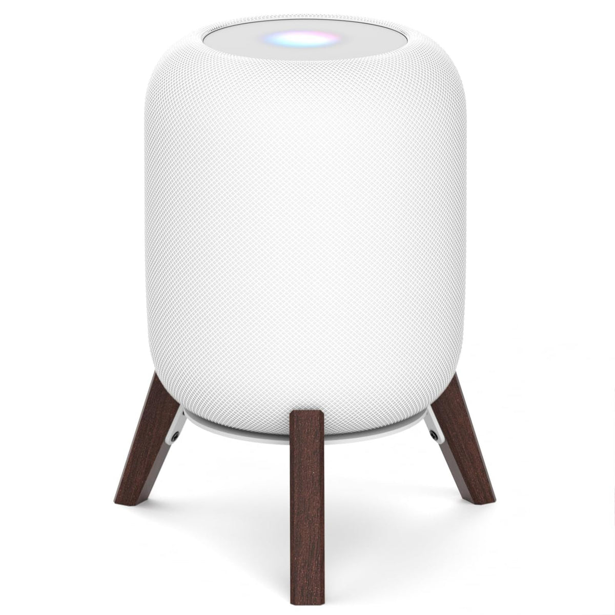 Yibracki HomePod wood stand front view showing stable placement