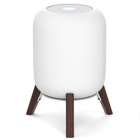 Yibracki HomePod wood stand front view showing stable placement