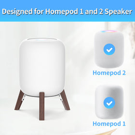 Yibracki HomePod wood stand side view highlights anti-slip feet