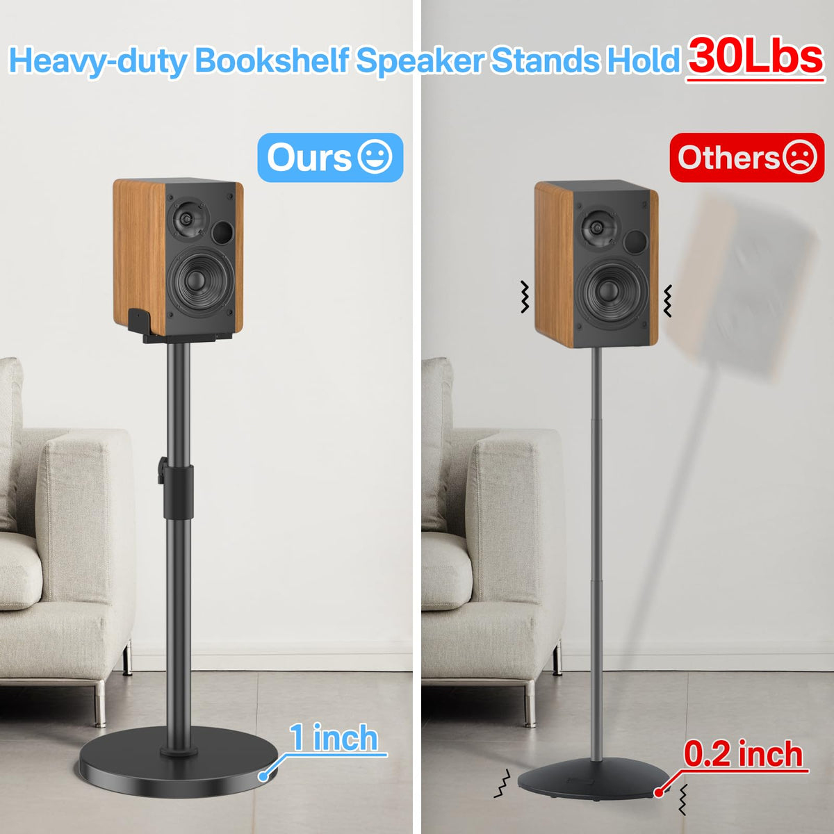 Yibracki speaker mounted in living room showcasing improved listening height