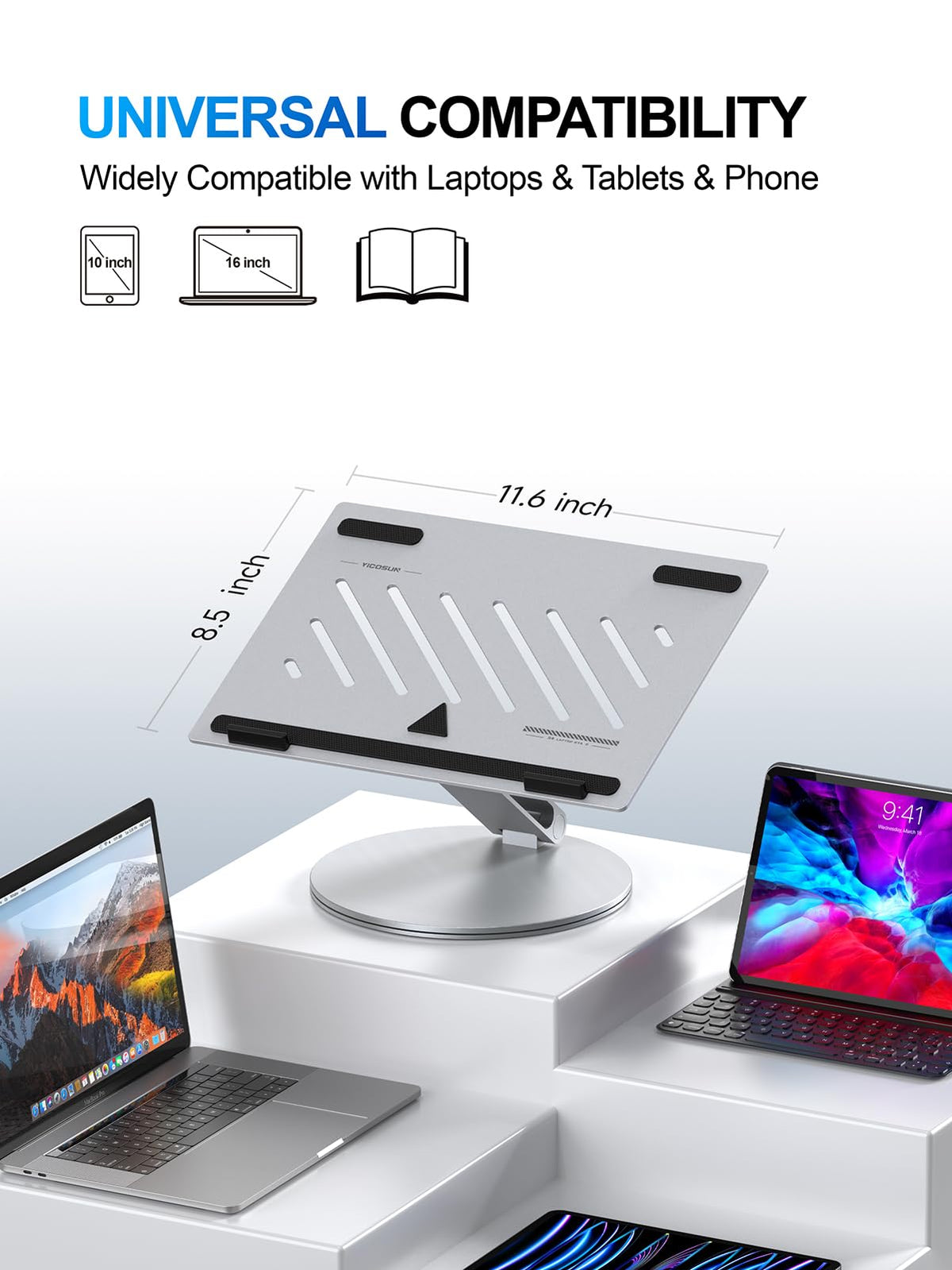 YICOSUN beside 13-inch laptop illustrating compact scale advantage